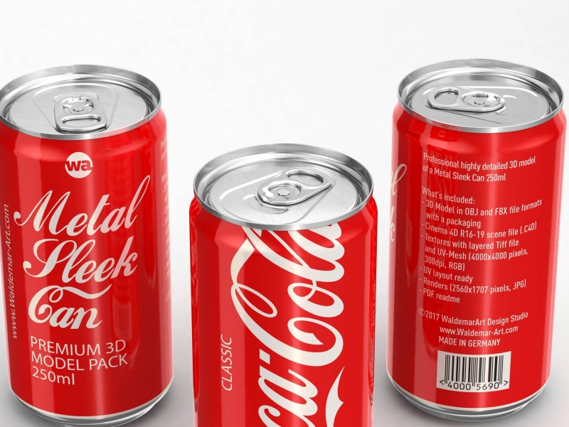 BALL (REXAM) Metal Sleek Can 250ml packaging 3D model