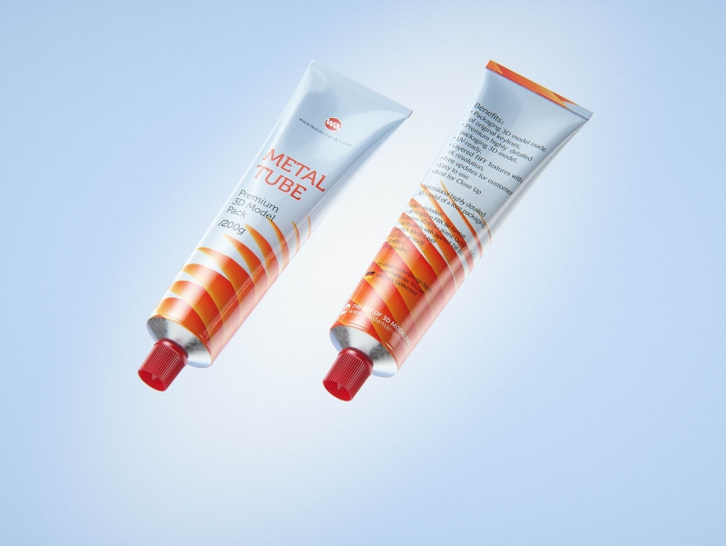 Metal Aluminum tube 200g packaging 3d model