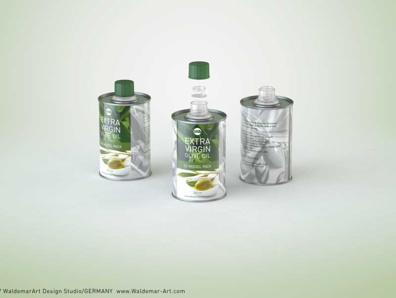 Olive oil metal bottle 250ml packaging 3d model