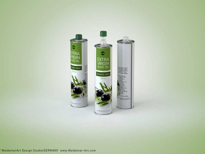 Olive oil metal bottle 750ml packaging 3d model