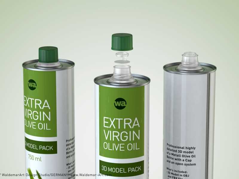 Olive oil metal bottle 750ml packaging 3d model
