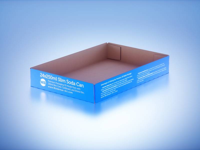 Multi-pack of 24x250ml Slim Beer/Soda Cans packed in cardboard and wrapped in shrink film premium packaging 3d model