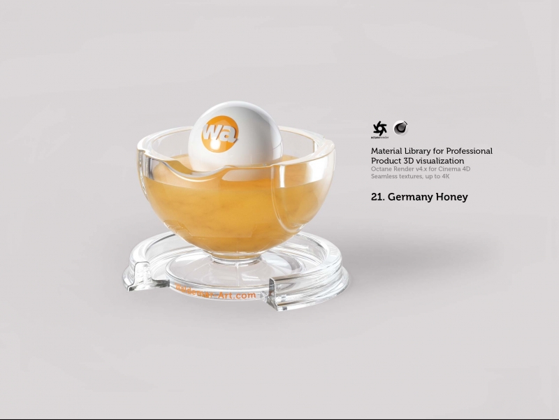 Octane 4+  for Cinema 4D (compatible with version 2024) Materials Pack 2 - Liquids and Food [27 items] (Jam, Butter, Milk, Yoghurt, Pesto, Honey, Beer, Wine etc)