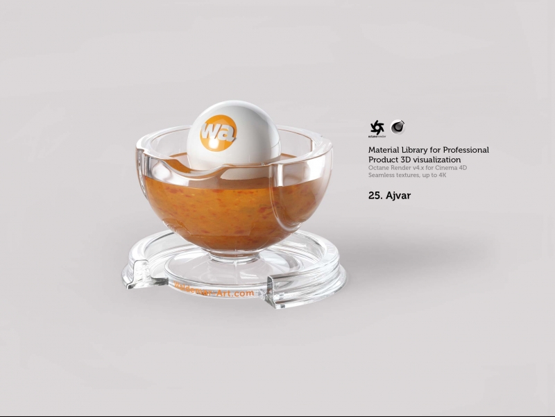 Octane 4+  for Cinema 4D (compatible with version 2024) Materials Pack 2 - Liquids and Food [27 items] (Jam, Butter, Milk, Yoghurt, Pesto, Honey, Beer, Wine etc)