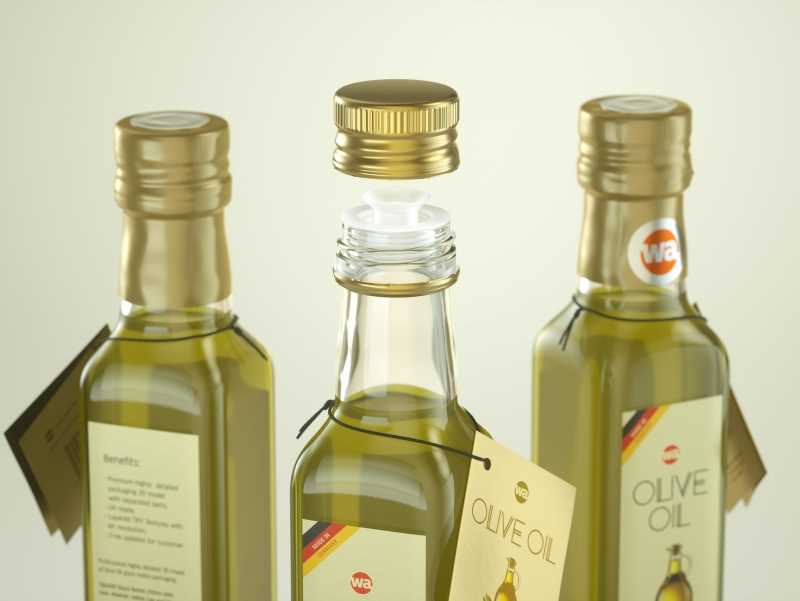 Olive oil square glass bottle 250ml Premium 3D model pack