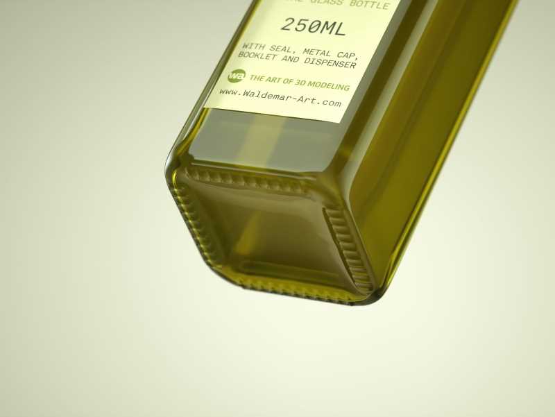 Olive oil square glass bottle 250ml Premium 3D model pack