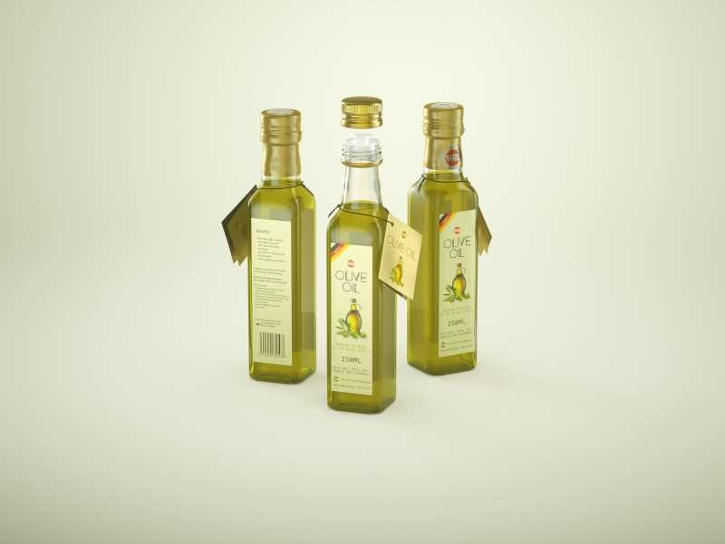 Olive oil square glass bottle 250ml Premium 3D model pack