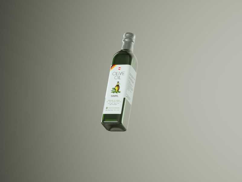 Premium packaging 3D model of the Olive Oil Square Glass Bottle 500ml