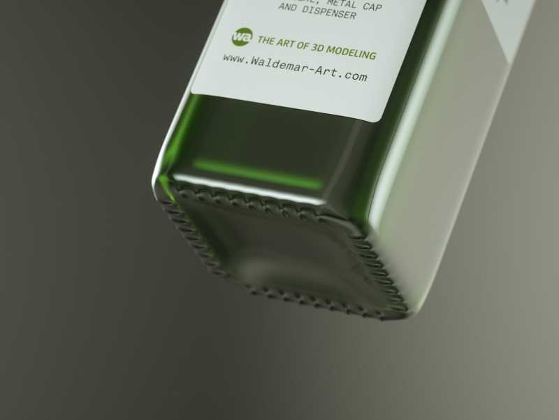 Premium packaging 3D model of the Olive Oil Square Glass Bottle 500ml