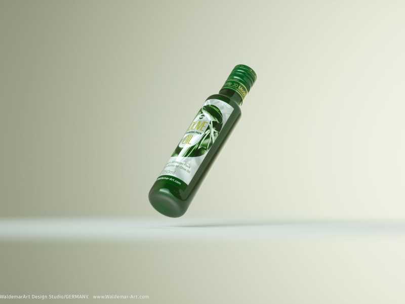 Packaging 3d model of Olive Oil Round Glass Bottle 250ml
