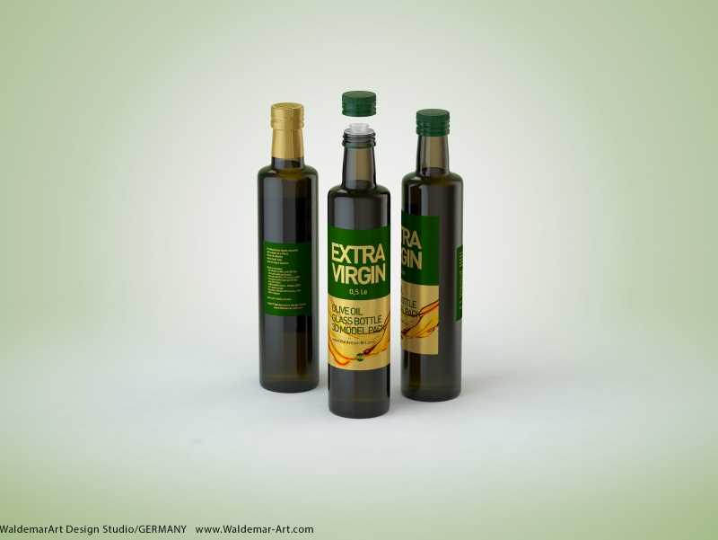 Olive Oil Glass Bottle 500ml packaging 3d model