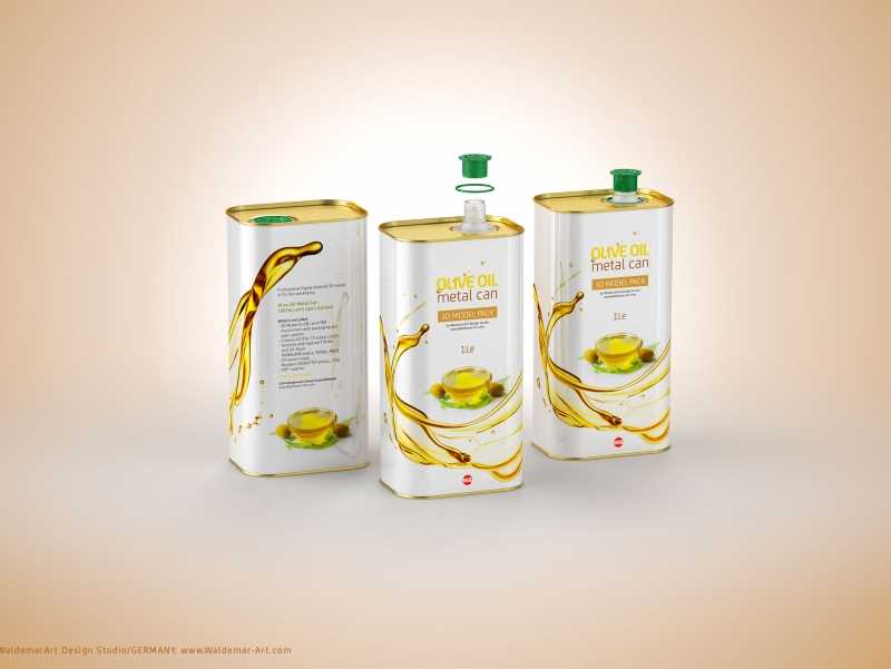 Olive oil Metal Can 1000ml Packaging 3D model