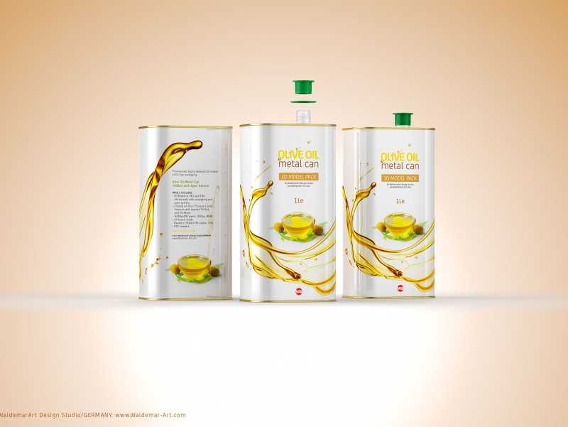 Olive oil Metal Can 1000ml Packaging 3D model