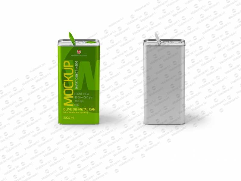 Olive Oil Metal Can 3Le Packaging Mockup Front View