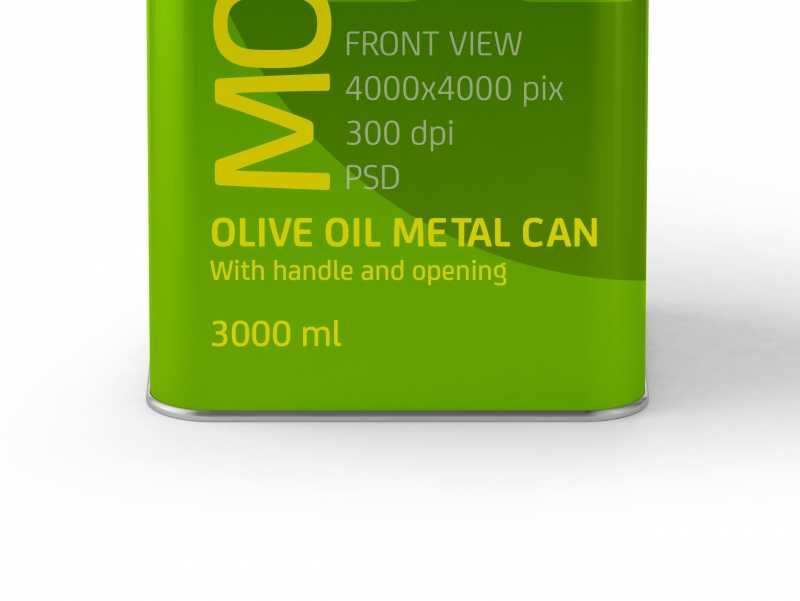 Olive Oil Metal Can 3Le Packaging Mockup Front View