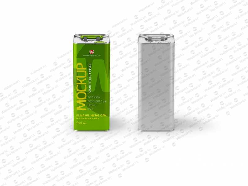 Packaging Mockup of an Olive Oil Metal Can 3Le Side View