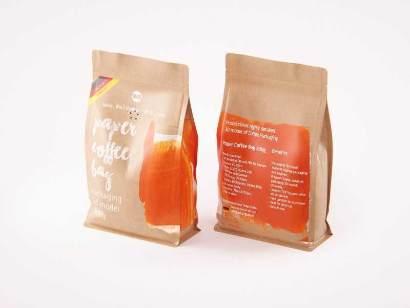 Paper Coffee Bag 500g with ZIP closure packaging 3D model