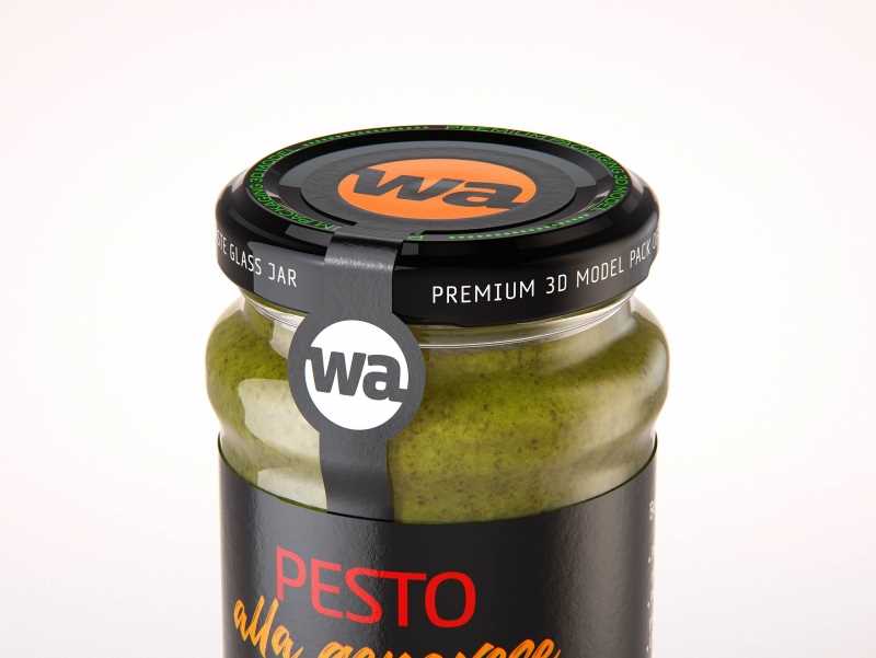 Pesto alla genovese 190g glass jar packaging 3d model