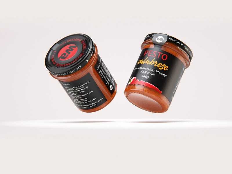 Pesto Calabrese glass jar 180g packaging 3d model