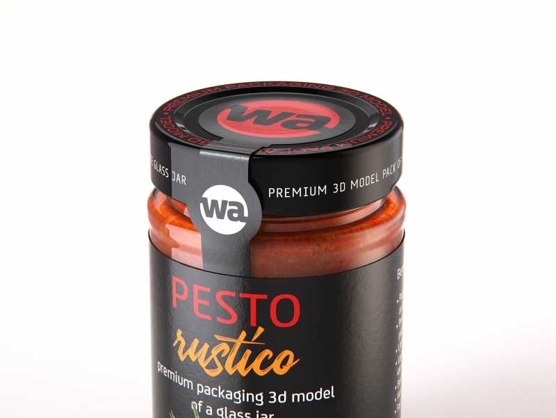 Pesto Rustico Glass Jar 200g packaging 3d model
