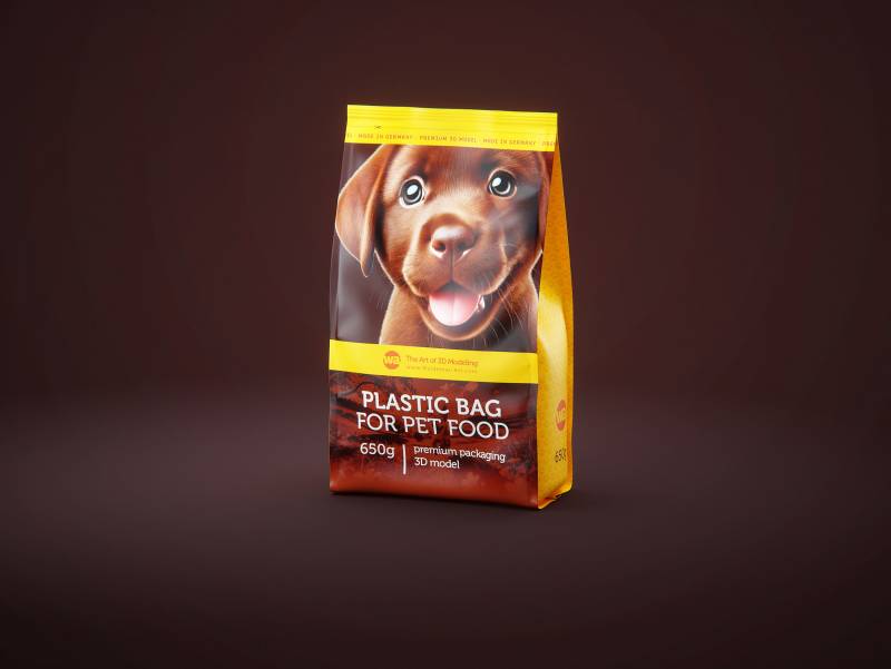 650g plastic bag of pet food premium packaging 3d model