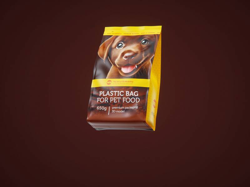 Cardboard multi-pack packaging for 5x650g plastic bags of pet food premium 3d model