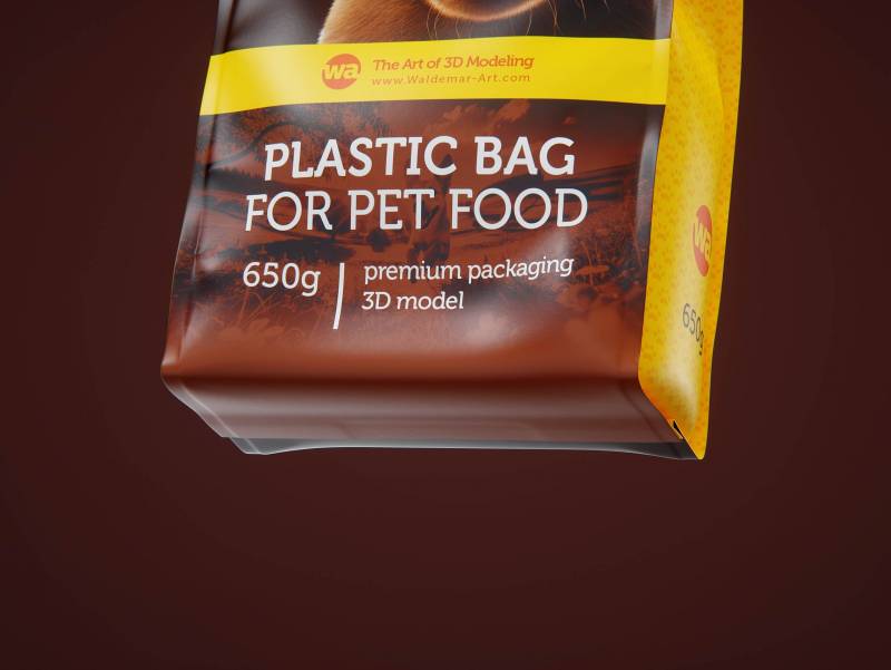 Cardboard multi-pack packaging for 5x650g plastic bags of pet food premium 3d model