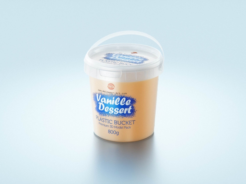 Vanille Dessert Plastic Bucket 800g premium packaging 3D model