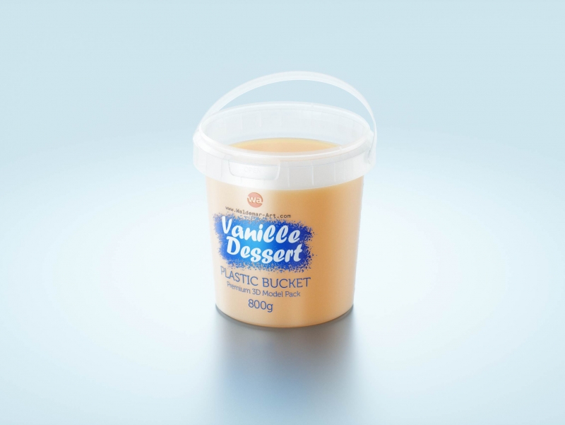 Vanille Dessert Plastic Bucket 800g premium packaging 3D model