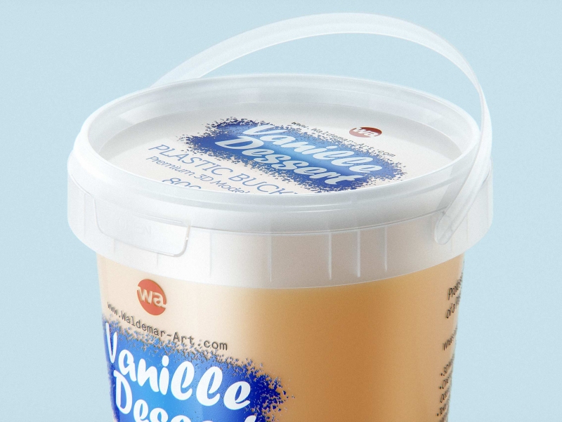 Vanille Dessert Plastic Bucket 800g premium packaging 3D model