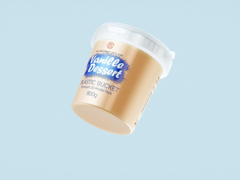 Vanille Dessert Plastic Bucket 800g premium packaging 3D model