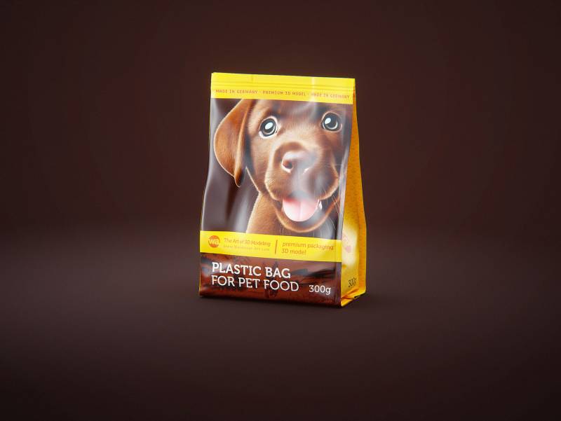 300g plastic bag of pet food premium packaging 3d model