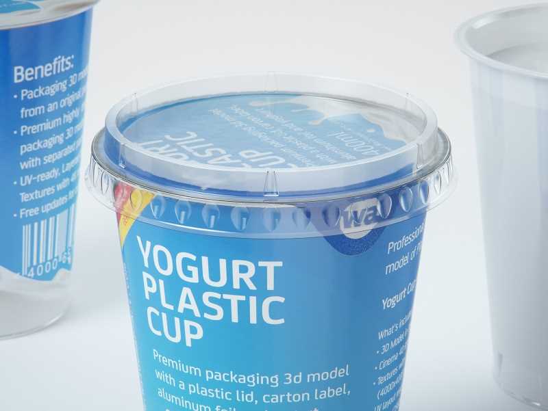 Yoghurt Plastic Cup 400ml Premium packaging 3D model