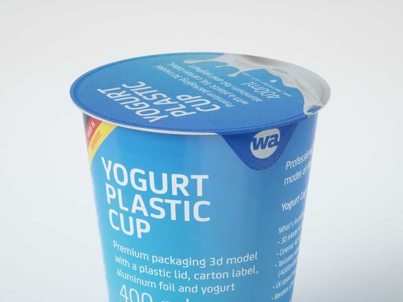 Yoghurt Plastic Cup 400ml Premium packaging 3D model