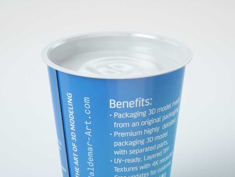 Yoghurt Plastic Cup 400ml Premium packaging 3D model