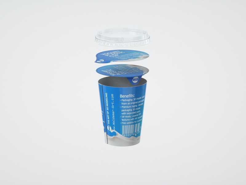 Yoghurt Plastic Cup 400ml Premium packaging 3D model
