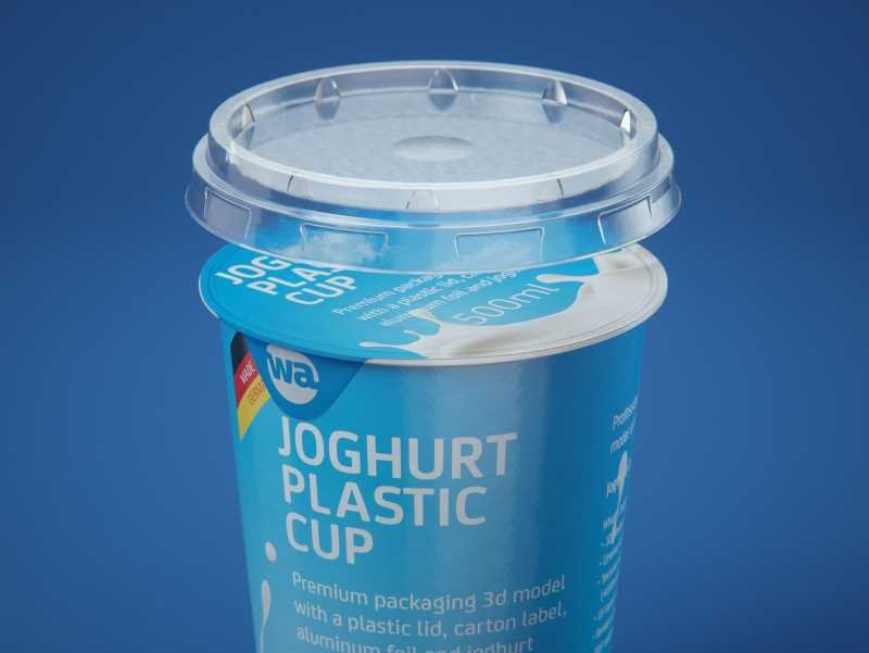 Yoghurt Plastic Cup 500ml Premium packaging 3D model