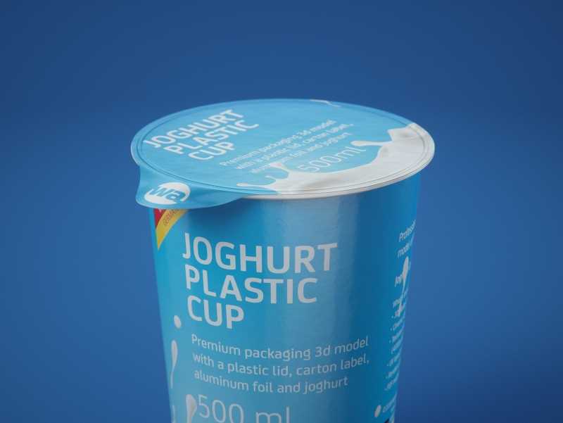 Yoghurt Plastic Cup 500ml Premium packaging 3D model