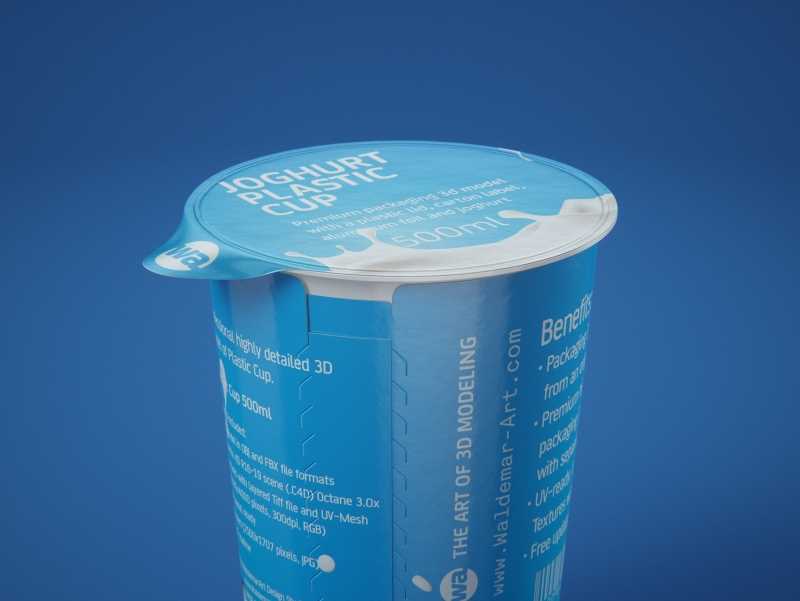 Yoghurt Plastic Cup 500ml Premium packaging 3D model