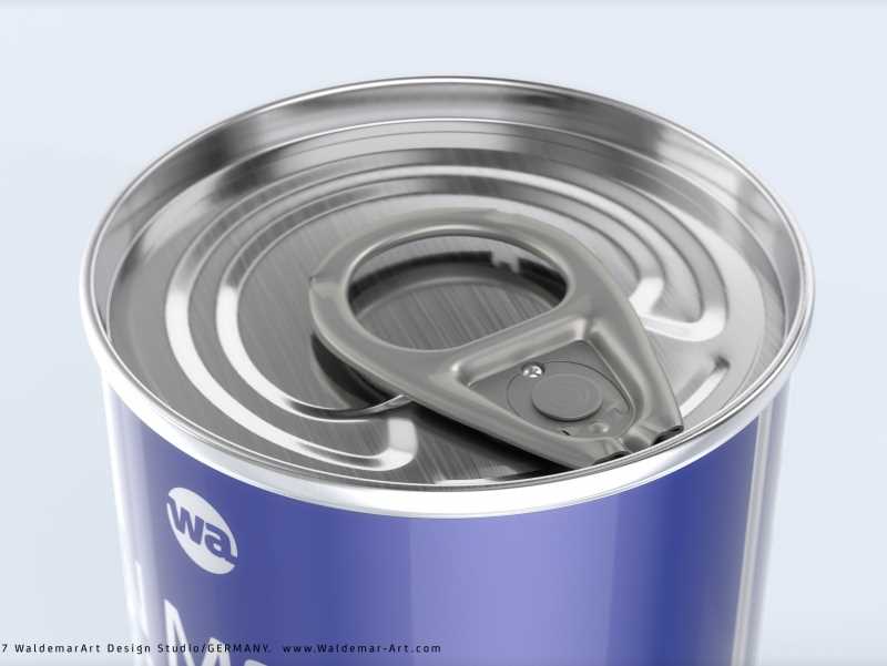 Packaging 3D model of the Tin metal can 140g with pull open