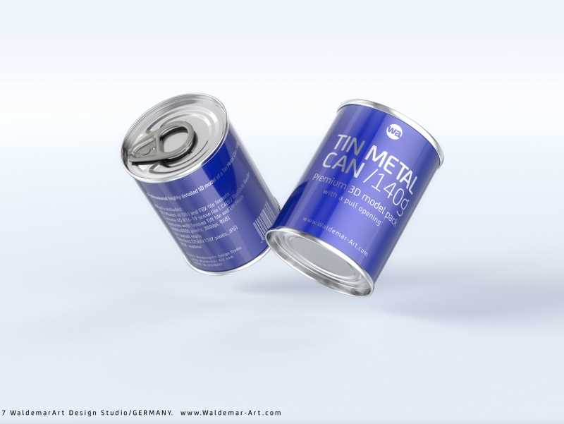 Packaging 3D model of the Tin metal can 140g with pull open