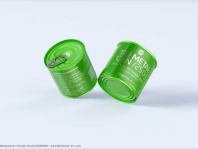 Packaging 3D model of the Tin metal can 250g with pull open