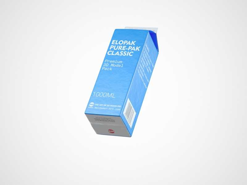 Elopak Pure-Pak Classic 1000ml (no opening) Premium carton packaging 3D model pack