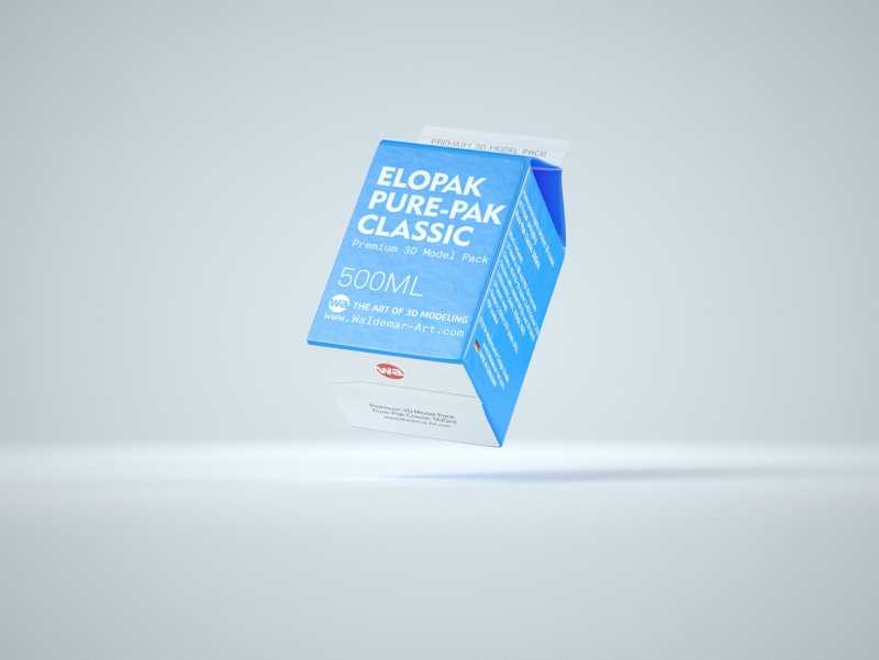 Elopak Pure-Pak Classic 500ml (no opening) Premium carton packaging 3D model pack