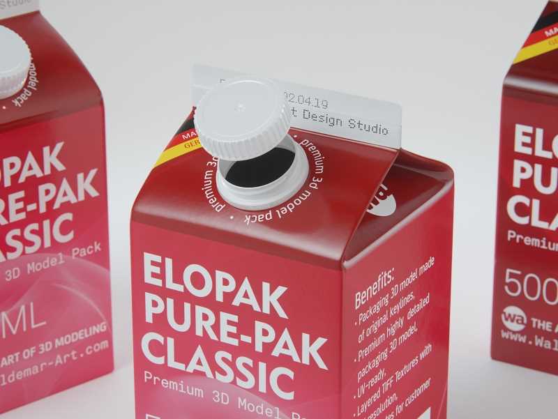 Elopak 3d model - Pure-Pak Classic 500ml packaging 3d model