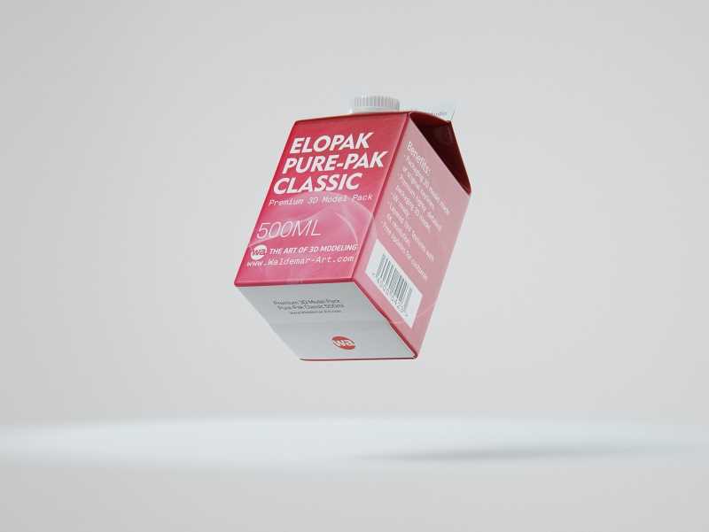 Elopak 3d model - Pure-Pak Classic 500ml packaging 3d model