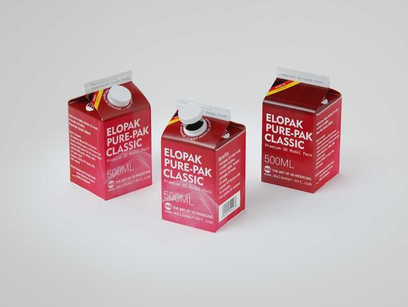 Elopak 3d model - Pure-Pak Classic 500ml packaging 3d model