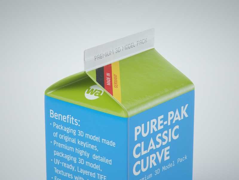 Elopak Pure-Pak Classic CURVE 500ml (no opening) Premium carton packaging 3D model pack