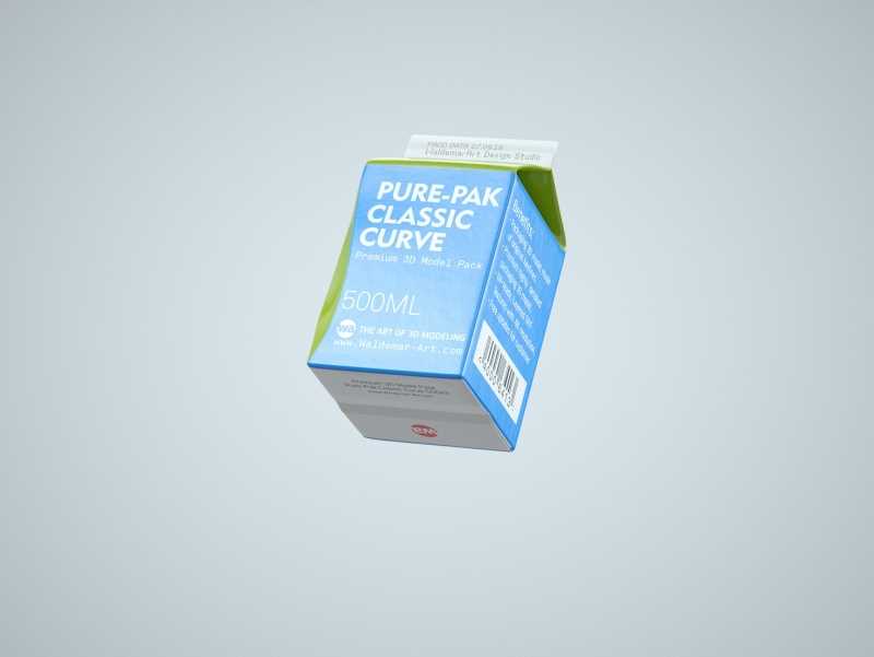 Elopak Pure-Pak Classic CURVE 500ml (no opening) Premium carton packaging 3D model pack