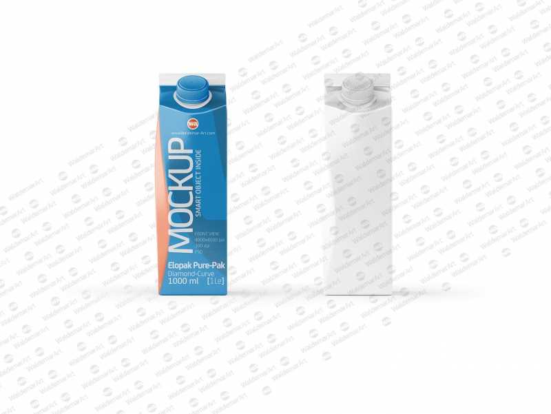 Mockup of Elopak Pure-Pak Diamond-Curve 1000ml packaging - Front view